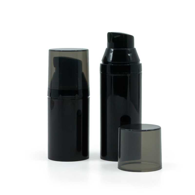 Frasco airless de plástico negro, 30 ml