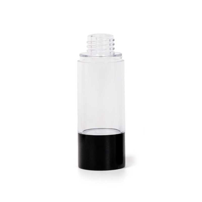 Frasco airless transparente, fondo negro, 30 ml