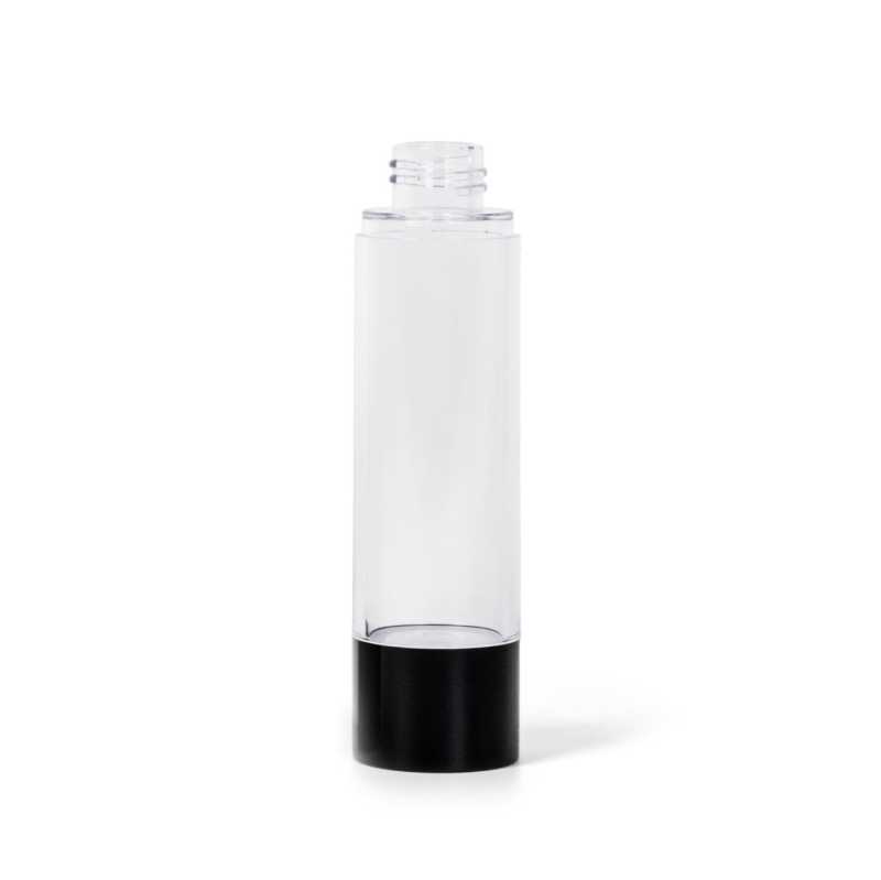 Frasco airless transparente con base negra, 50 ml