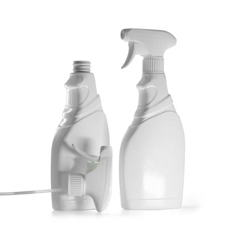 Botella de plástico para detergentes, pulverizador de gatillo blanco, 500 ml
