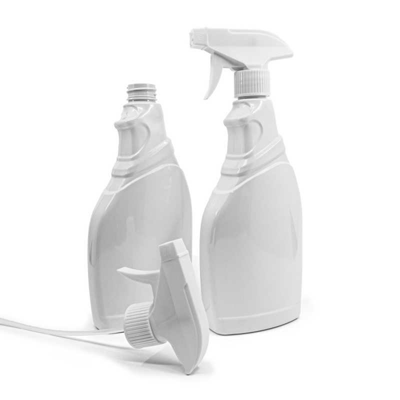 Botella de plástico blanca para detergente, pulverizador blanco, 500 ml