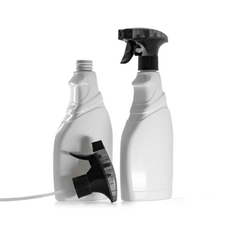 Botella de plástico blanca para detergentes, pulverizador de gatillo espumador negro, 500 ml