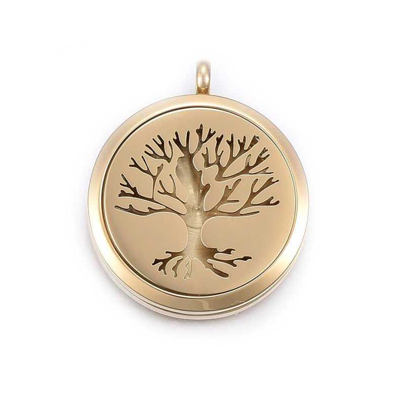 Colgante difusor, acero quirúrgico, árbol de la vida, color oro