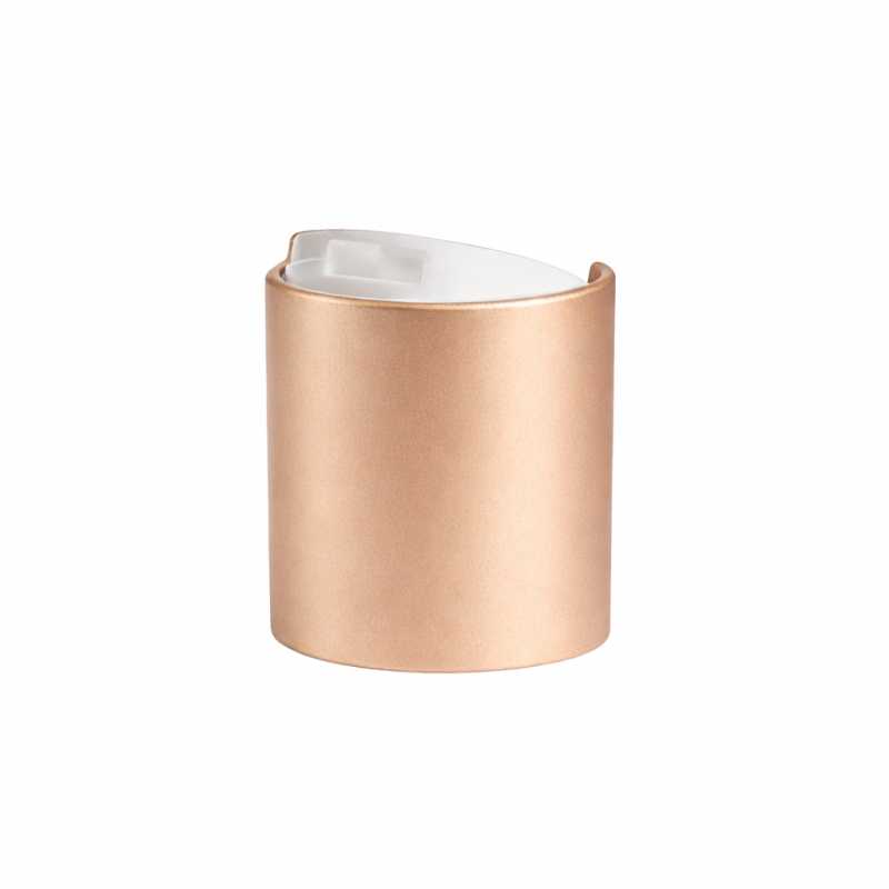 Tapa disc top, collar de aluminio mate rosa dorado, blanco, 24/410