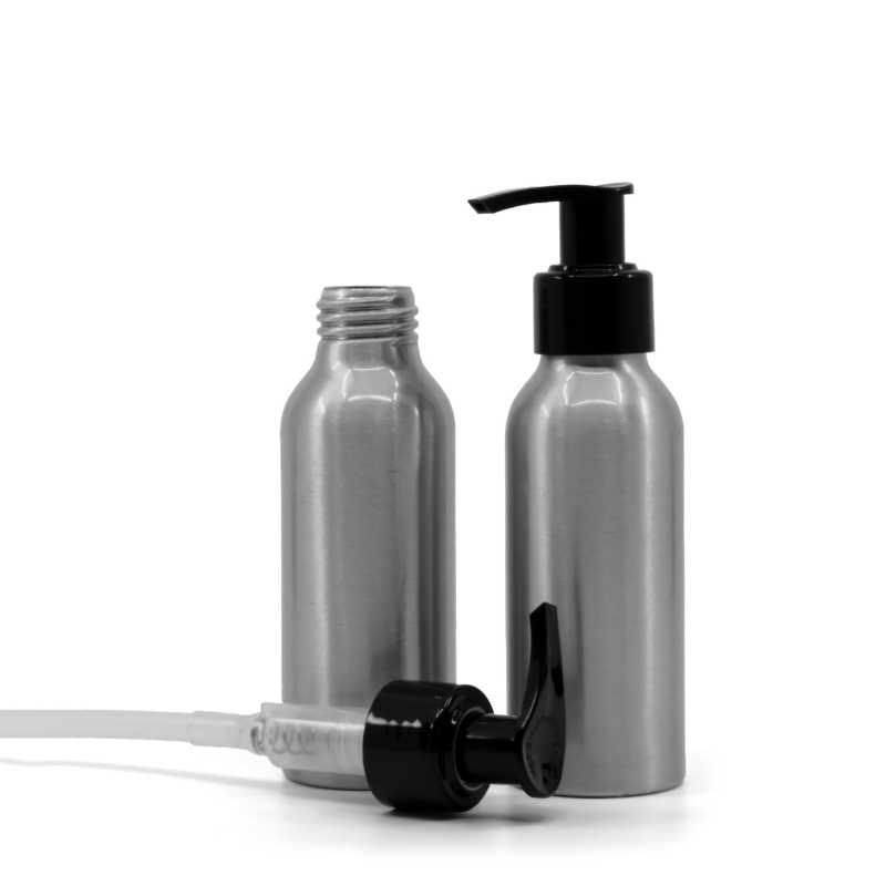 Frasco de aluminio, bomba negra, 100 ml