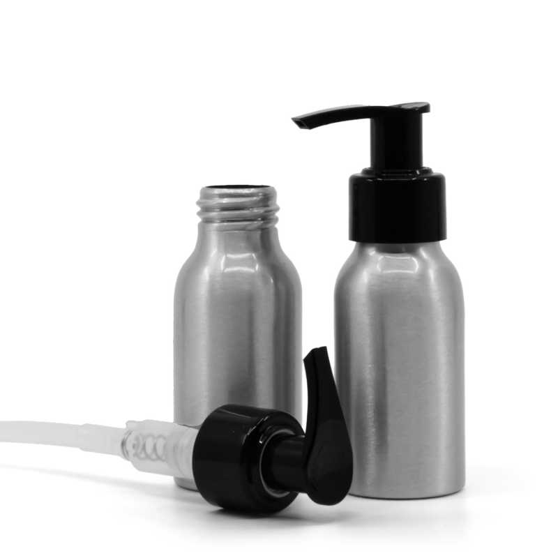 Frasco de aluminio, bomba negra, 50 ml