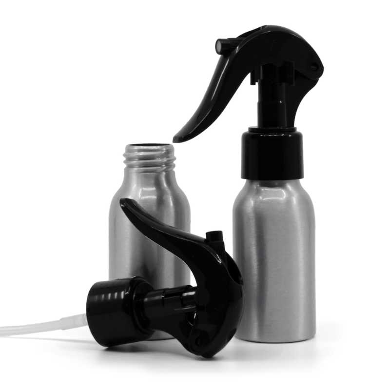 Frasco de aluminio, pulverizador de gatillo negro, 50 ml