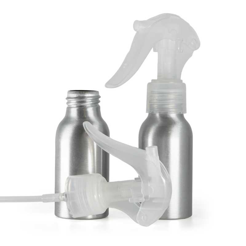 Frasco de aluminio, pulverizador de gatillo transparente, 50 ml