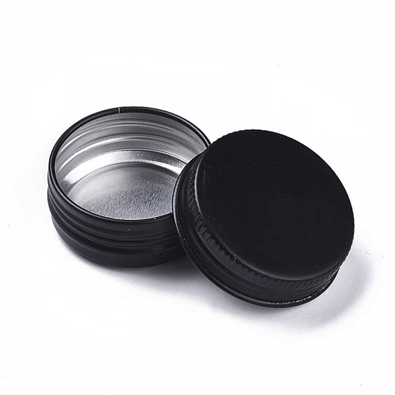 Tarro de aluminio negro, 15 ml, tapa, 39 mm