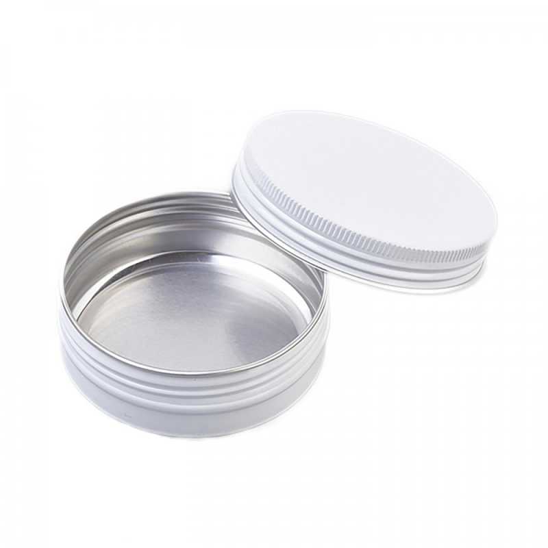 Tarro de aluminio blanco, 60 ml, tapa, 68 mm