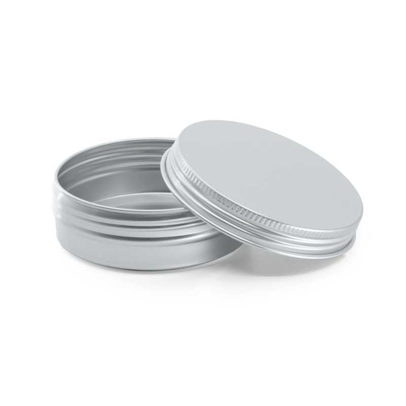 Tarro de aluminio con tapa plateada, 100 ml, 82 mm