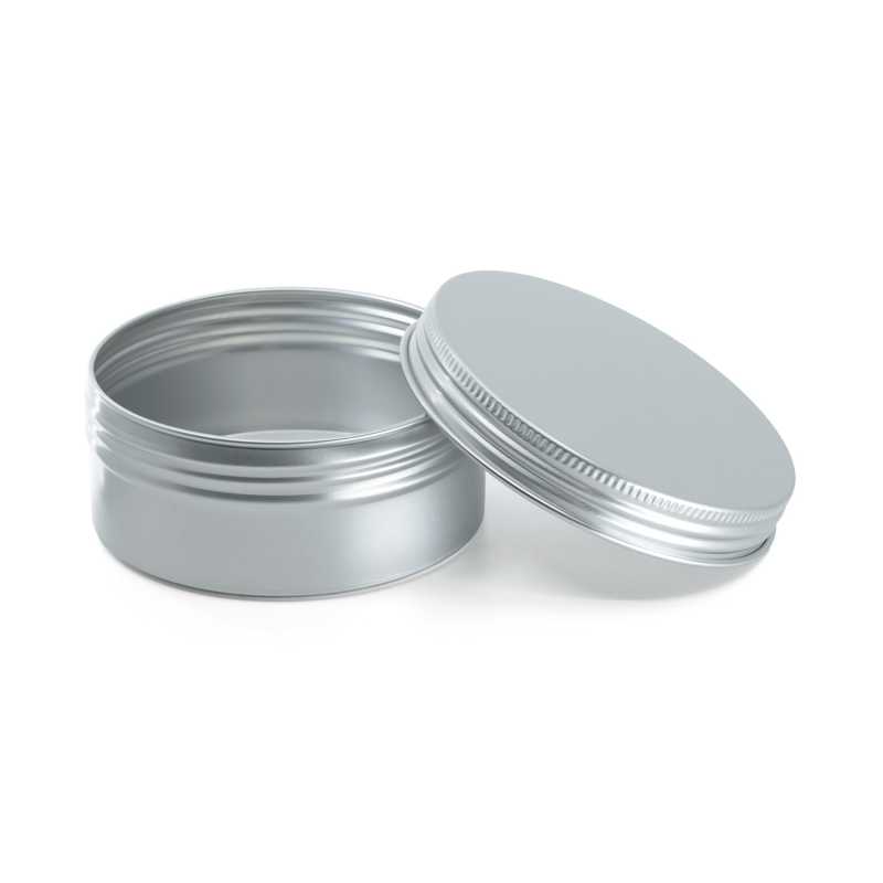 Tarro de aluminio con tapa plateada, 200 ml