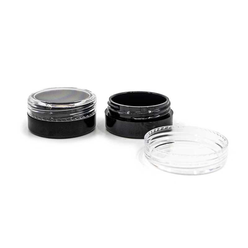 Frasco de plástico, negro, tapa transparente, 3 ml