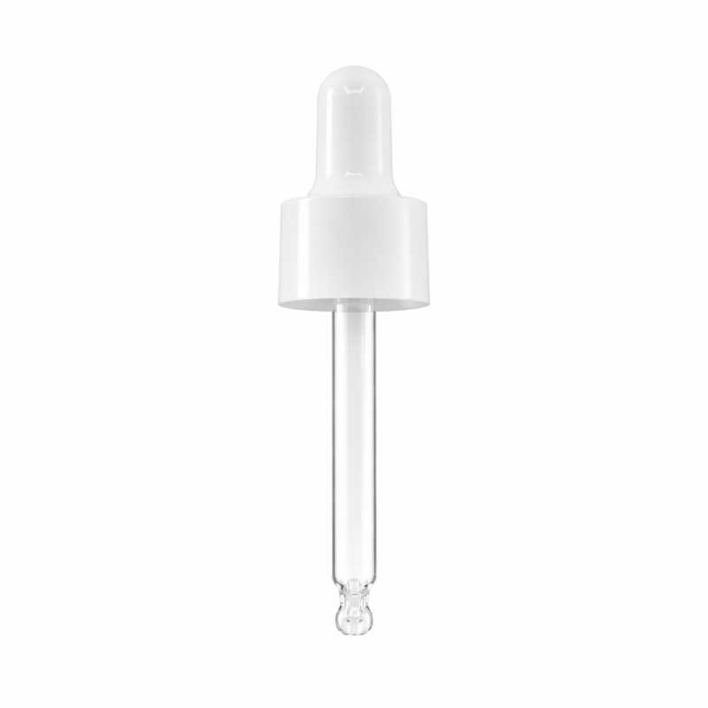 Cuentagotas de vidrio blanco brillante, 71 mm