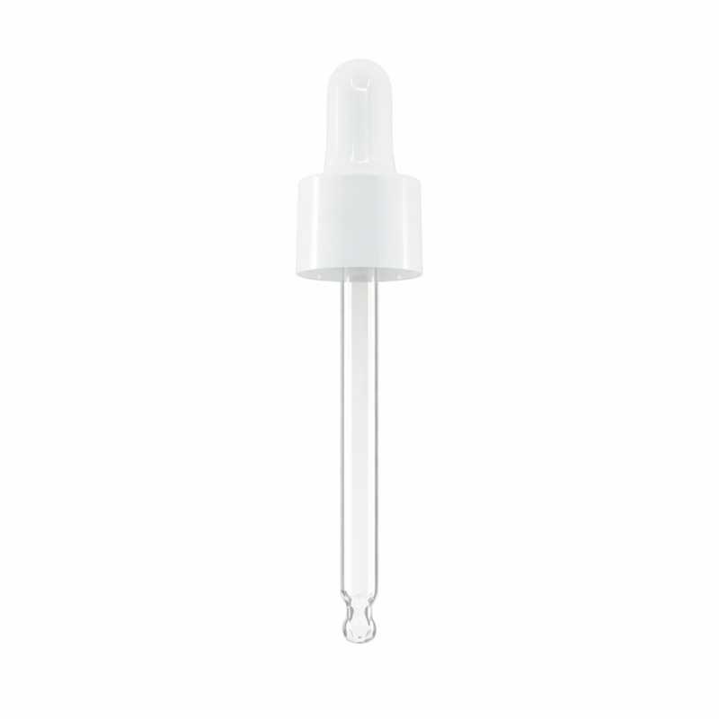 Cuentagotas de vidrio, blanco brillante, 84 mm