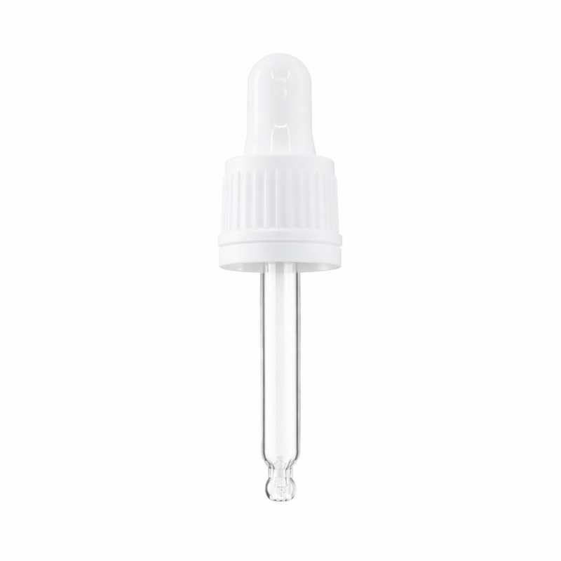 Gotero de vidrio con anillo de garantía, blanco, 57 mm