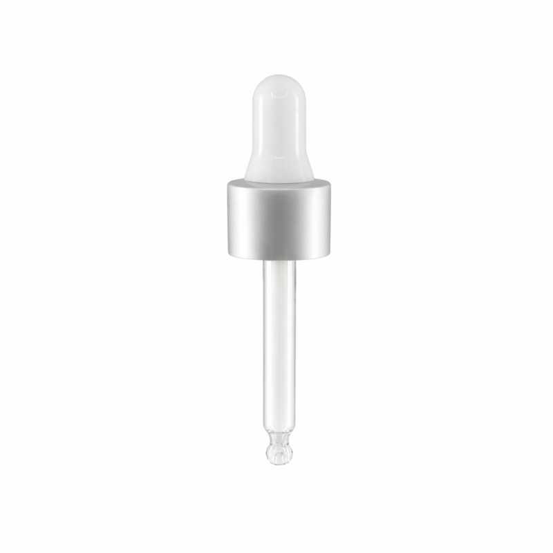 Cuentagotas, blanco mate con borde plateado, 56 mm