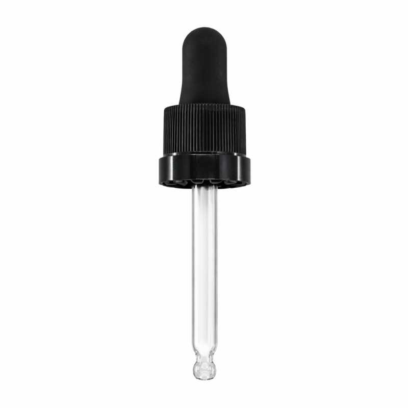 cuentagotas, plástico, negro mate con franja brillante, 57 mm