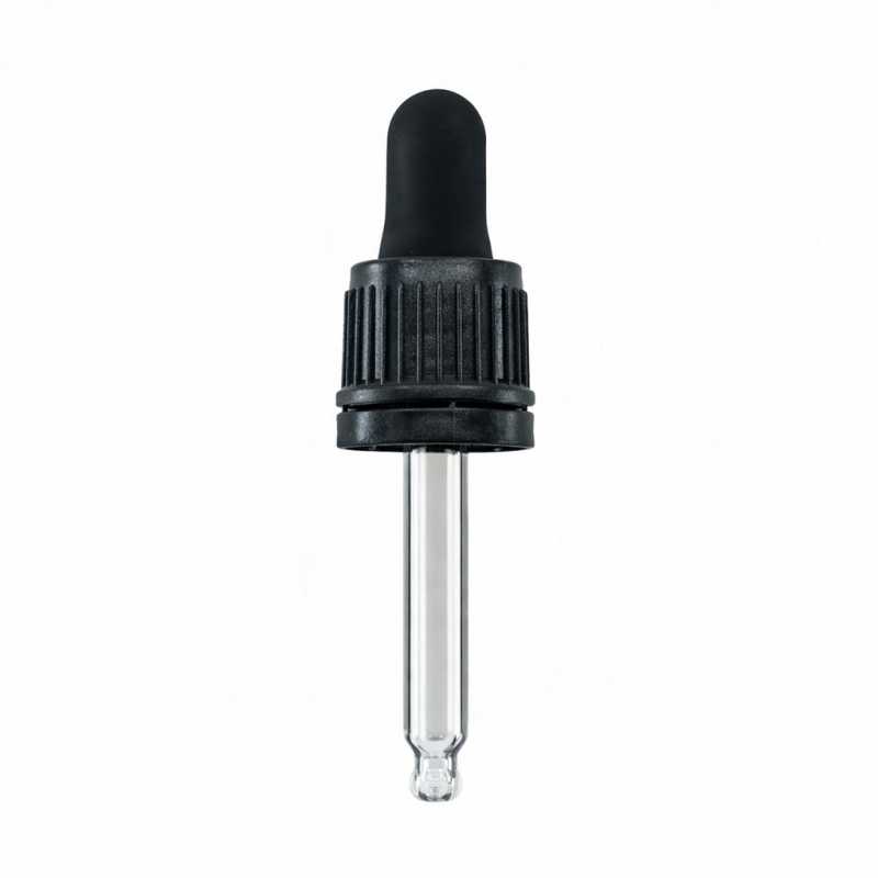 Gotero con collar inviolable, negro, 52 mm