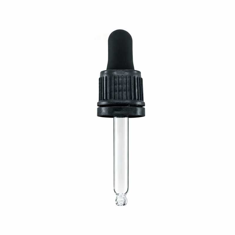 Gotero de vidrio con anillo de seguridad, negro, 57 mm
