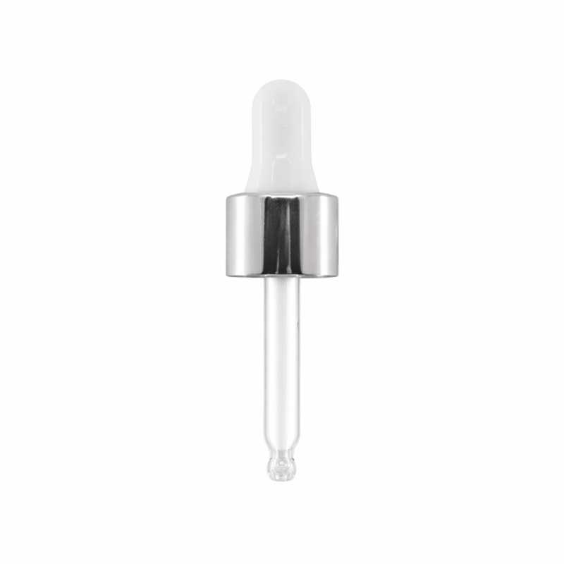 Cuentagotas, vidrio, plata brillante, 44 mm