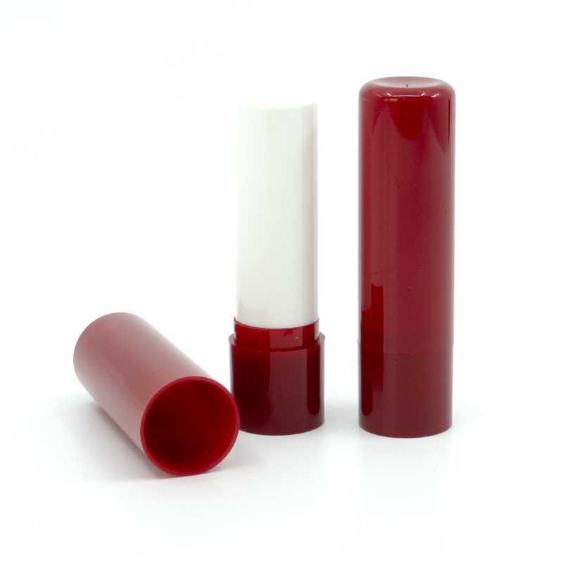 envase para bálsamo labial, plástico, rojo
