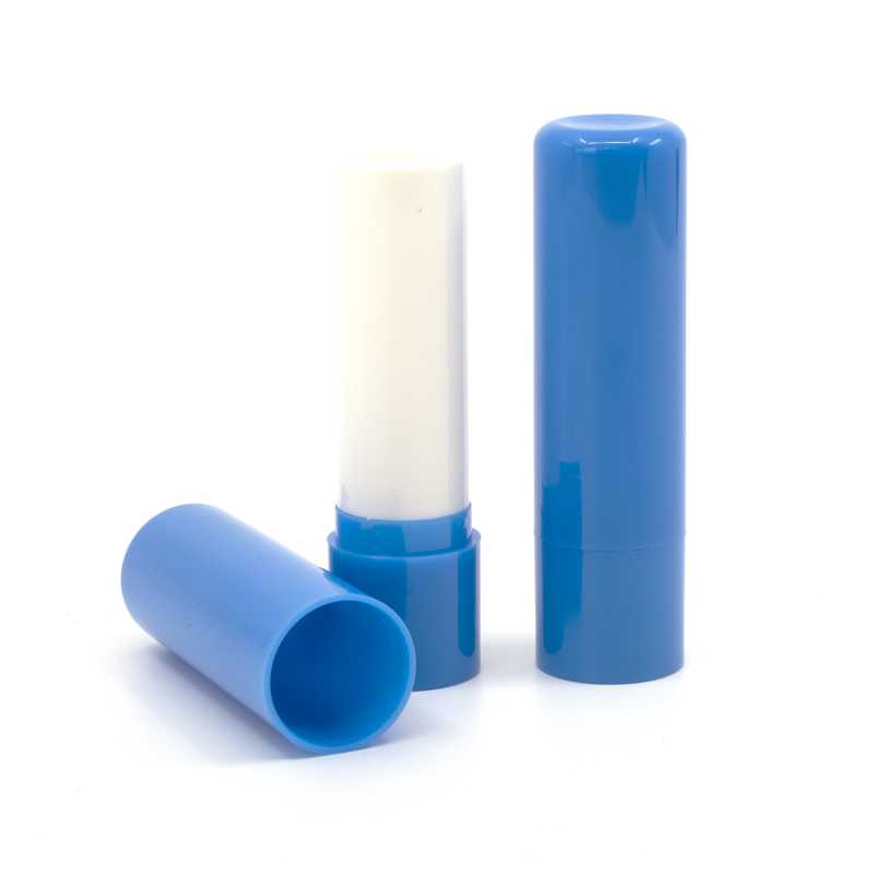 envase para bálsamo labial, plástico, azul
