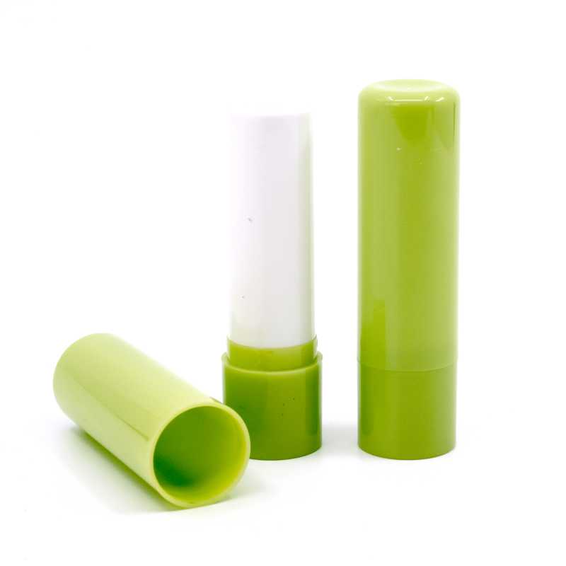 envase para bálsamo labial, plástico, verde