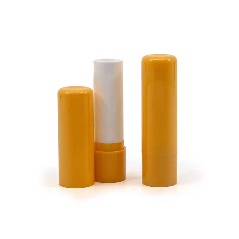 envase para bálsamo labial, plástico, amarillo anaranjado