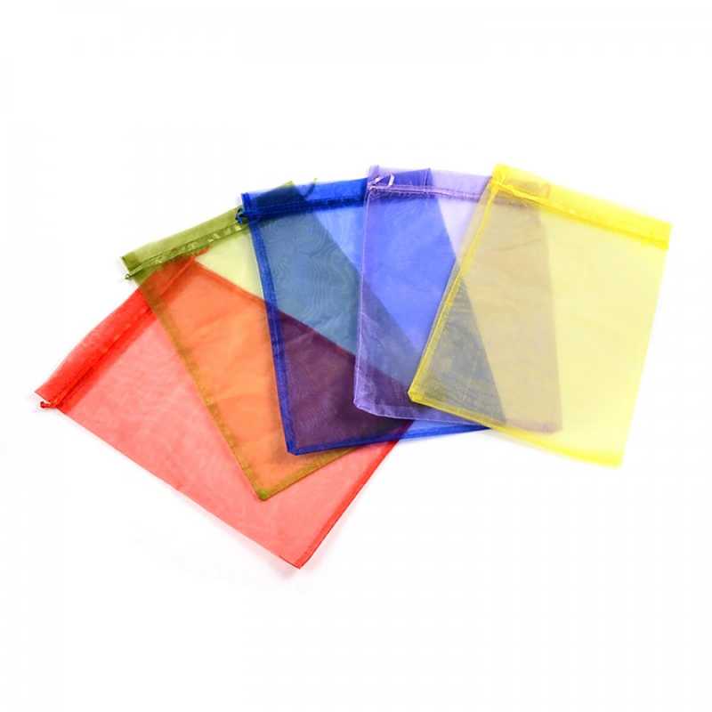 Bolsa de organza, surtido de colores, 9 x 13 cm, 4 uds