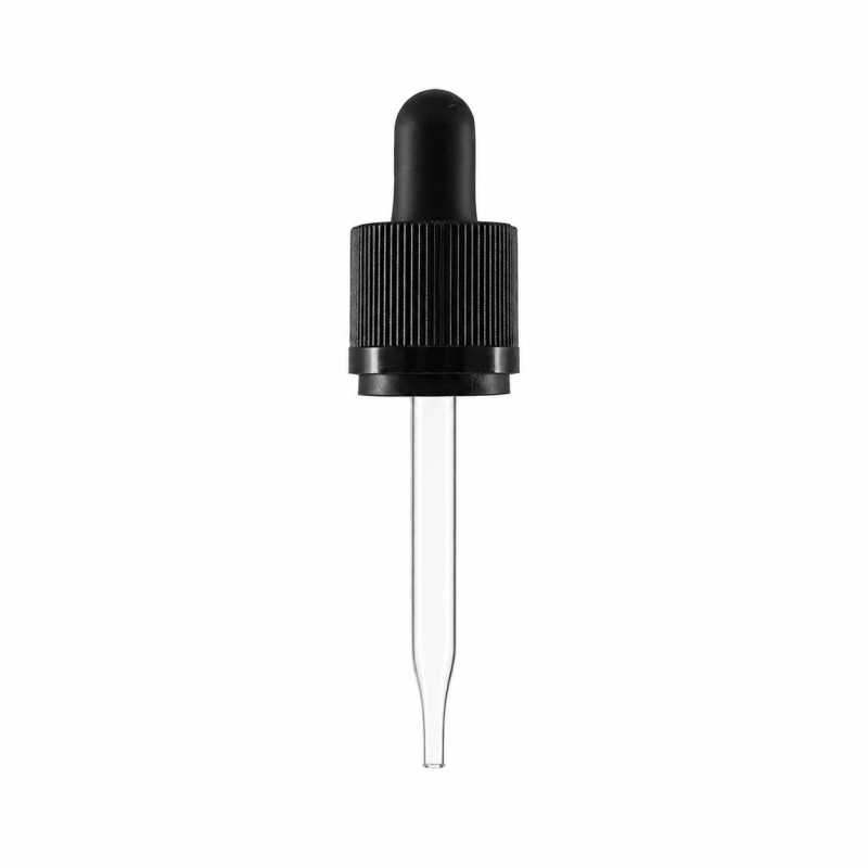Pipeta de vidrio con anillo inviolable, negro, 71 mm