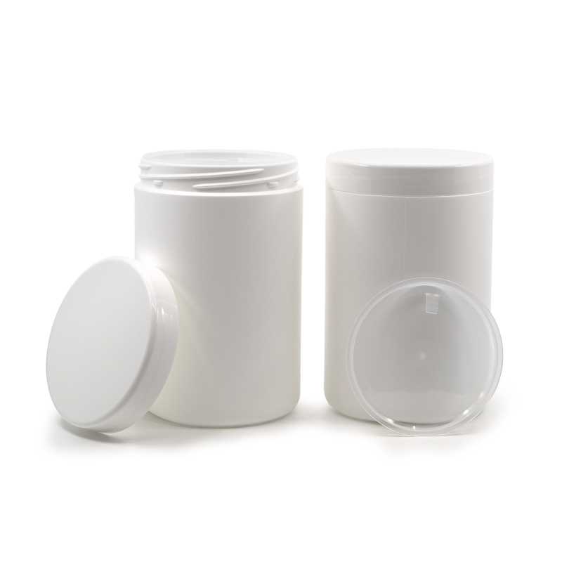 Tarro de plástico blanco, HDPE, 1000 ml, tapa