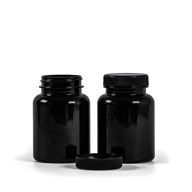 Bote para pastillas, plástico, negro, 150 ml