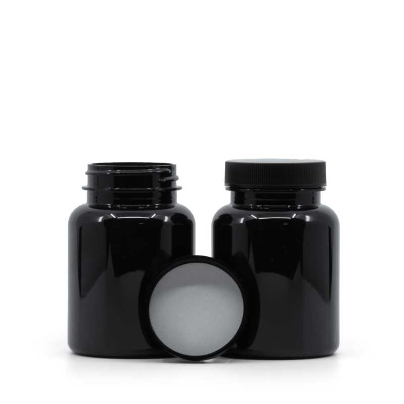 Envase para pastillas, plástico, negro, 150 ml