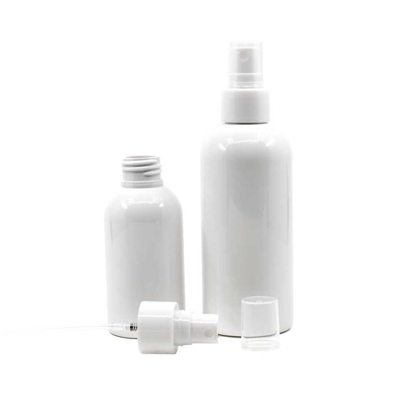 Frasco de plástico blanco, 24/410, pulverizador blanco, 100 ml