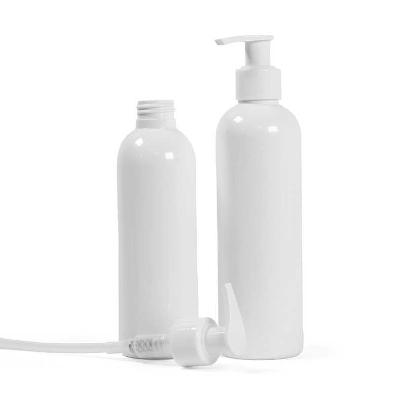 Botella de plástico blanca, bomba blanca, 200 ml