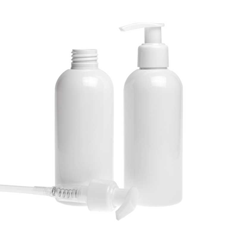 Botella de plástico blanca, bomba blanca, 300 ml