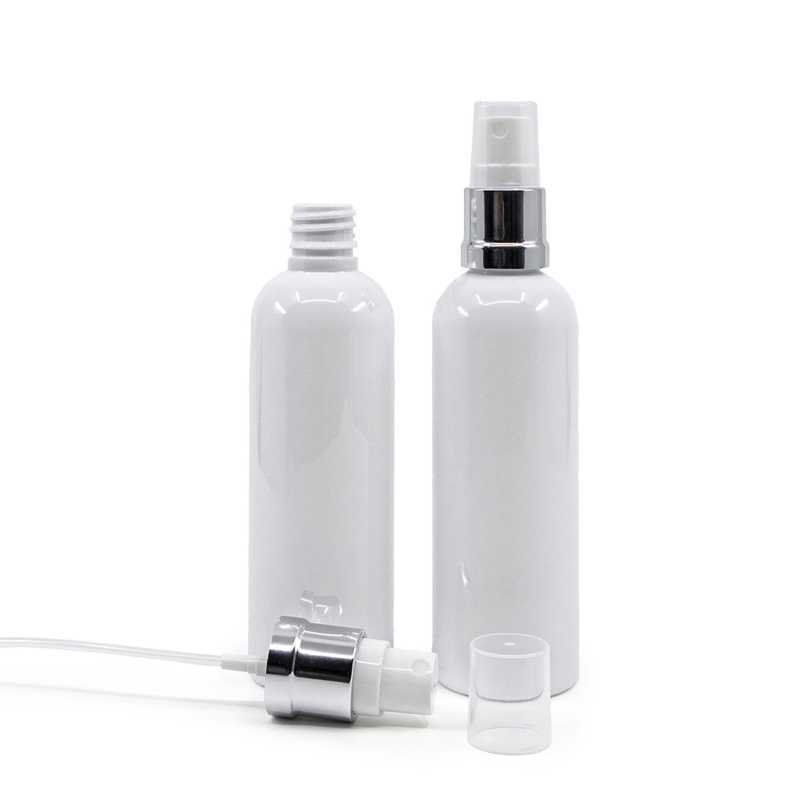 Botella de plástico, blanca, pulverizador, plata blanco, 100 ml