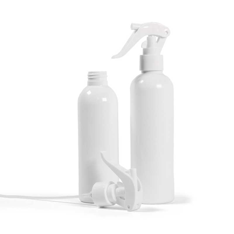 Botella de plástico blanca, pulverizador de gatillo blanco, 200 ml