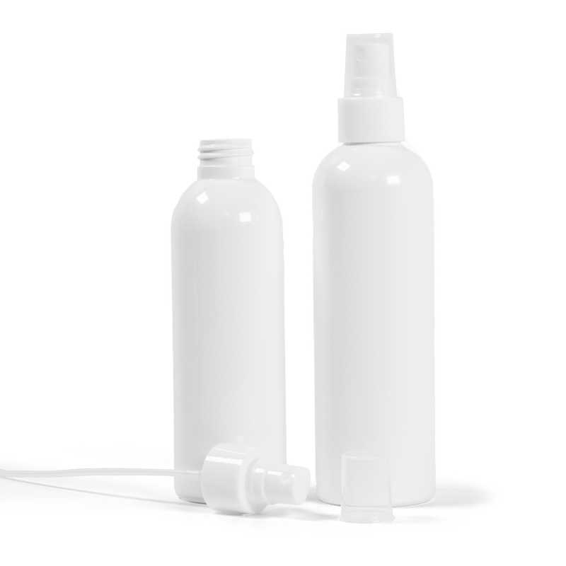 Botella de plástico blanca, pulverizador blanco, 250 ml