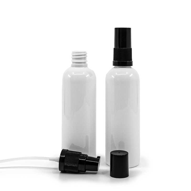 Envase de plástico, blanco, dispensador de loción, negro, 100 ml