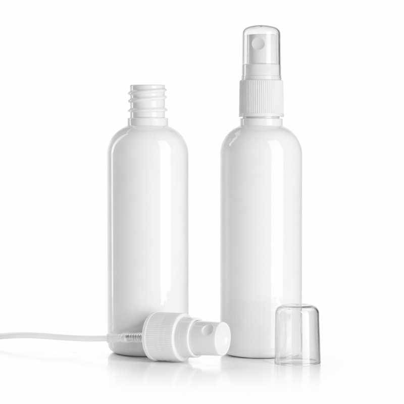 Botella de plástico, blanca, pulverizador, blanco, 100 ml