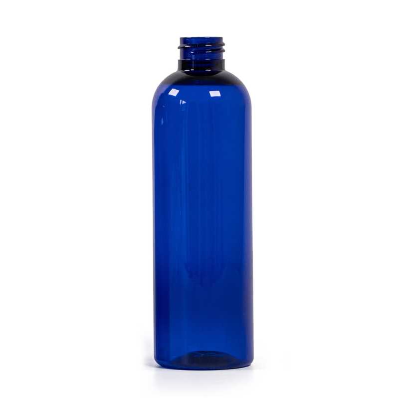 Botella de plástico azul, 24/410, sin cierre, 250 ml