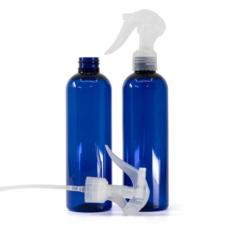 Botella de plástico azul, pulverizador de gatillo transparente, 250 ml