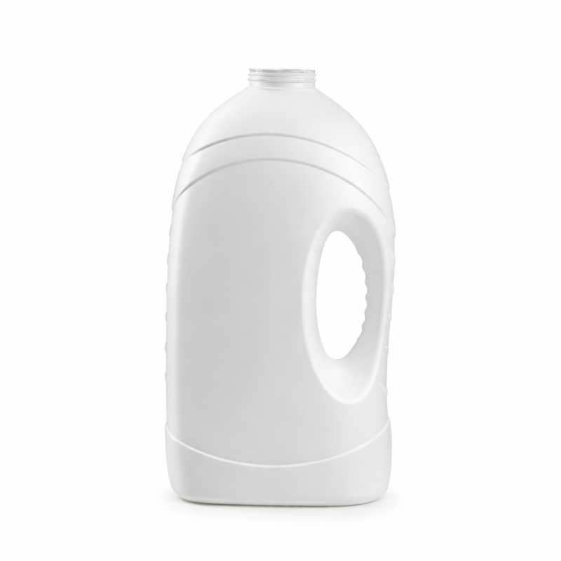 Botella de detergente, plástico, blanca, 4,9 l