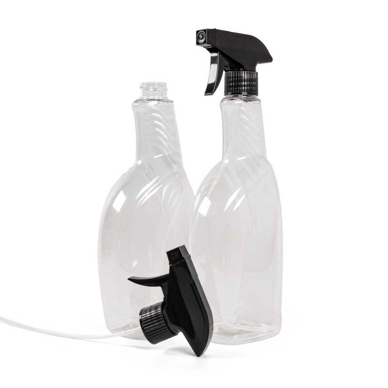 Botella de plástico para detergente, pulverizador de gatillo negro, 750 ml