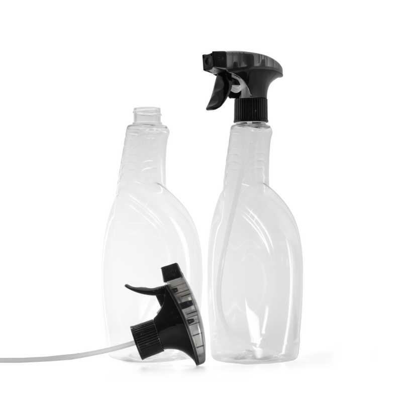 Botella de plástico transparente para detergentes, pulverizador de gatillo espumador negro, 750 ml