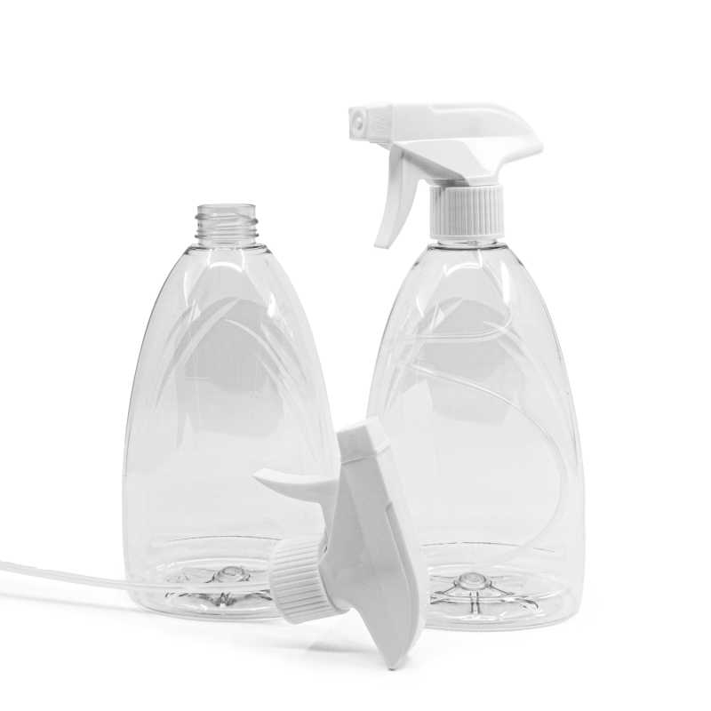 Botella de plástico transparente para jabón, 500 ml, pulverizador de gatillo blanco