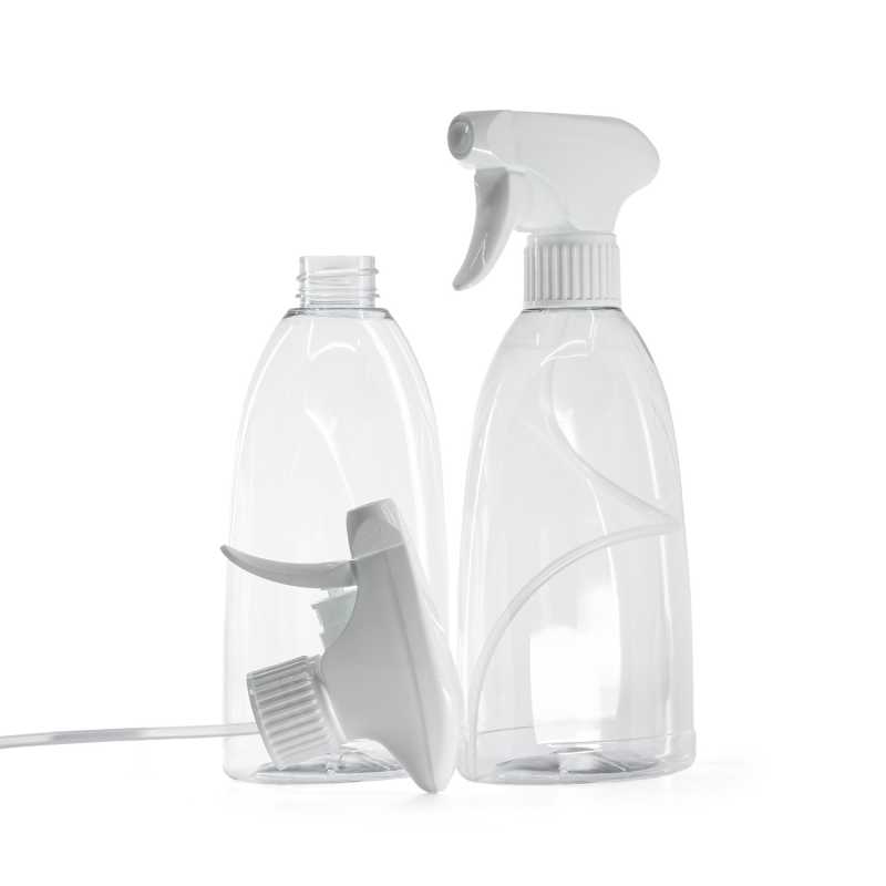 Botella de plástico para jabón, transparente, pulverizador de gatillo blanco, 500 ml