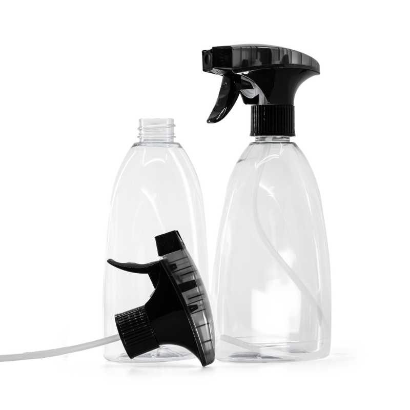 Botella de plástico transparente para jabón, pulverizador de gatillo espumador negro, 500 ml